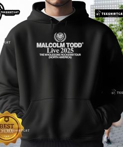 Alt Text: Official Malcolm Todd Live 2025 hoodie for The Wholesome Rockstar Tour in North America, featuring vibrant design.