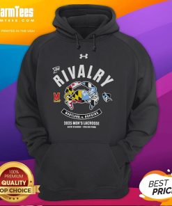 Official Maryland Terrapins vs Johns Hopkins Blue Jays 2025 rivalry performance hoodie featuring team logos and vibrant colors.
