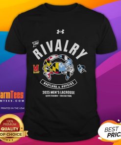 Official Maryland Terrapins vs Johns Hopkins Blue Jays 2025 rivalry performance t-shirt featuring team logos and vibrant design.