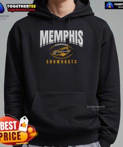 Men's Official Memphis Showboats Football Outline Hoodie in navy blue, featuring team logo and stylish design.