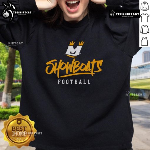 Stylized text sweatshirt featuring the official Memphis Showboats logo, perfect for fans and casual wear.
