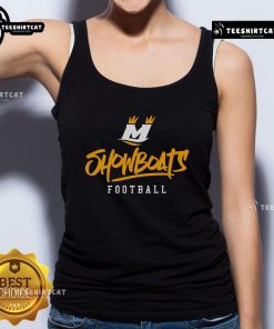 Stylized text tank top featuring the Official Memphis Showboats logo, perfect for fans and casual wear enthusiasts.