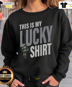 Official Michigan State Spartans sweatshirt with 'This Is My Lucky Sweatshirt' design, perfect for fans.