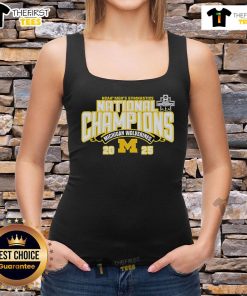 Official Michigan Wolverines 2025 NCAA Men's Gymnastics National Champions tank top in blue and maize colors.