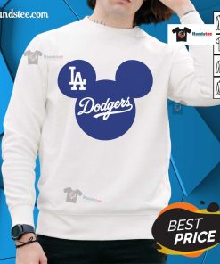 Official Mickey Los Angeles Dodgers sweatshirt featuring Mickey Mouse design, perfect for Dodgers fans and baseball enthusiasts.