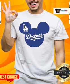 Official Mickey Los Angeles Dodgers Mickey Mouse baseball t-shirt featuring classic logo and vibrant colors for fans.