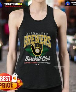 Official Milwaukee Brewers baseball club tank top featuring National League Central Division logo and stylish design.