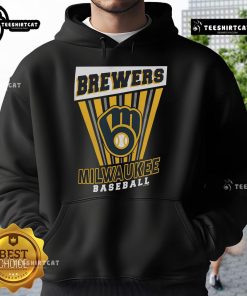 Official Milwaukee Brewers Baseball Starter Hoodie in navy blue, featuring team logo and comfortable design for fans.