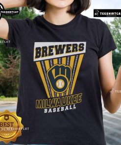 Official Milwaukee Brewers Baseball Starter Ladies Tee in navy, featuring team logo and comfortable fit for female fans.