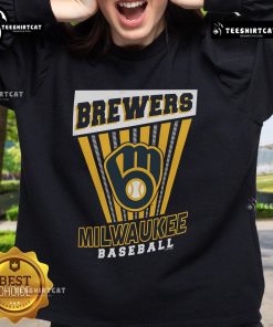 Official Milwaukee Brewers baseball starter sweatshirt in navy blue with team logo, perfect for fans and casual wear.