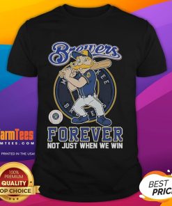 Alt Text: Official Milwaukee Brewers Forever T-Shirt featuring mascot design, perfect for fans celebrating all seasons, not just wins.
