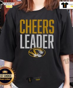 Alt Text: Official Missouri Tigers cheerleader ladies tee featuring vibrant team colors and logo, perfect for fans and supporters.