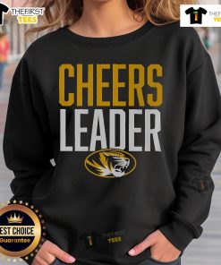 Alt Text: Official Missouri Tigers cheerleader sweatshirt featuring team colors and logo, perfect for fans and game day wear.