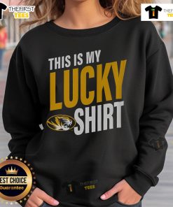 Alt Text: Official Missouri Tigers sweatshirt featuring a bold logo, perfect for showing team spirit and luck on game day.