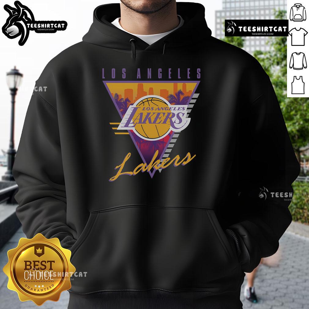 Official Mitchell & Ness Black Los Angeles Lakers Worldwide Collection Tri-Logo Hoodie Alt Text: Official Mitchell & Ness Black Los Angeles Lakers Worldwide Collection Tri-Logo Hoodie featuring team logos and stylish design.