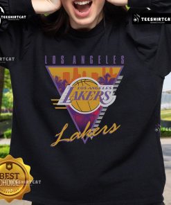 Official Mitchell & Ness Black Los Angeles Lakers Tri-Logo Sweatshirt from the Worldwide Collection for fans.
