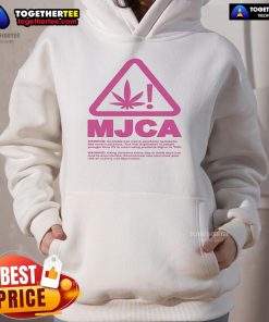 Official MJCA Warning hoodie featuring text on cannabis causing psychotic symptoms like severe paranoia.