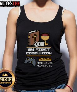 Official My 1st First Communion 2025 controller video game tank top featuring a fun and festive design for kids.