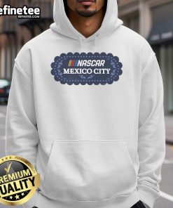 Alt Text: Official NASCAR Mexico City Race logo hoodie featuring vibrant design and comfortable fit for racing fans.