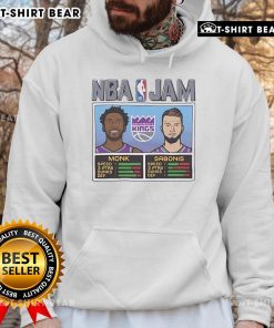 Official NBA Jam hoodie featuring Clippers' Leonard and Harden in action with speed and iconic dunks.