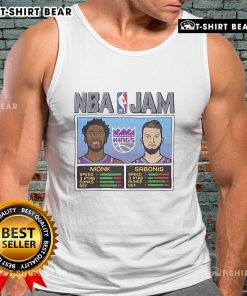 Official NBA Jam Clippers tank top featuring Leonard and Harden in action, showcasing speed and powerful dunks.