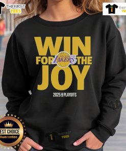 Official NBA Playoffs 'Win For The Joy' Los Angeles Lakers logo sweatshirt for 2025, perfect for fans.