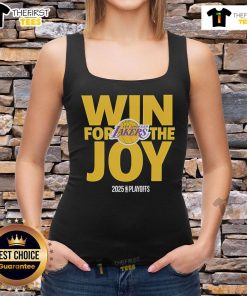 Alt Text: Los Angeles Lakers logo on a 2025 tank top celebrating NBA Playoffs win, perfect for fans and supporters.