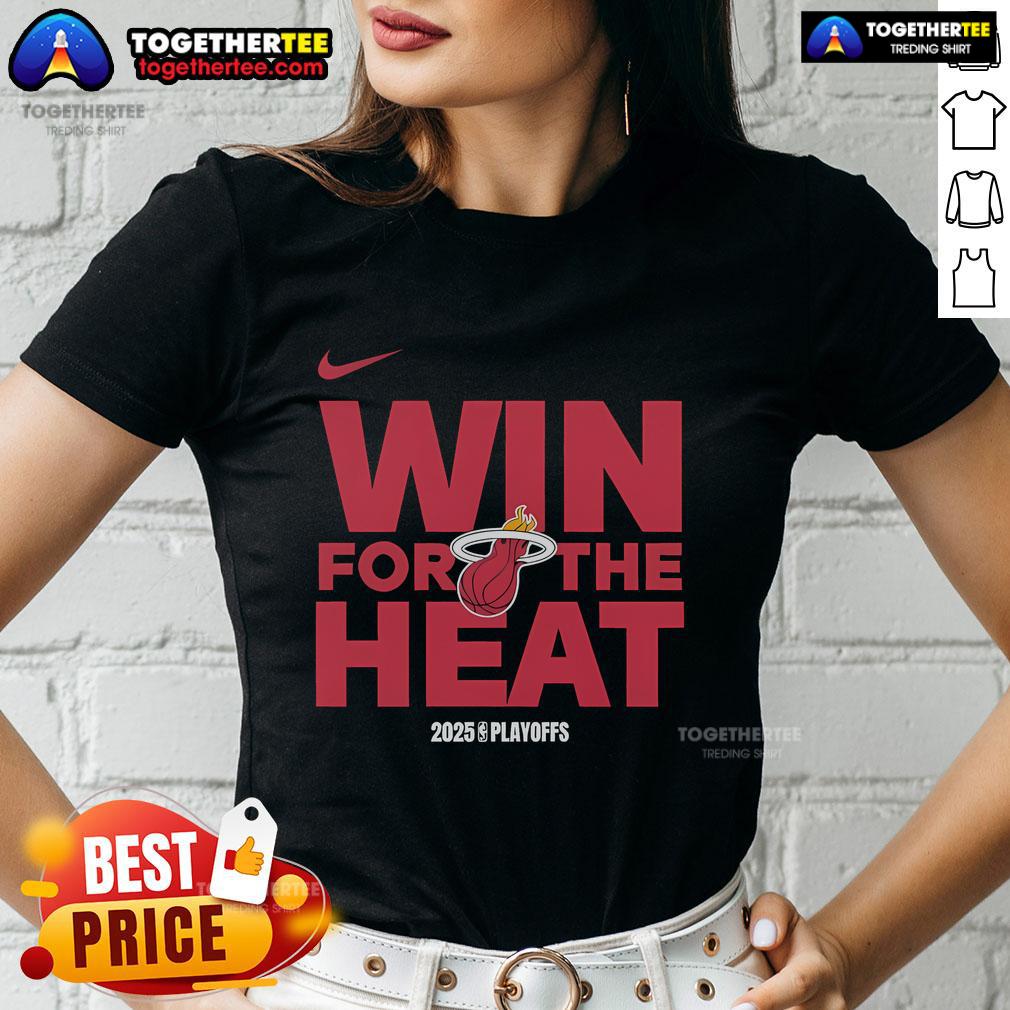 Official Nba Playoffs Win For The Miami Heat Logo 2025 Ladies Tee Official NBA Playoffs win for the Miami Heat logo on a stylish 2025 ladies tee, perfect for fans celebrating victory.