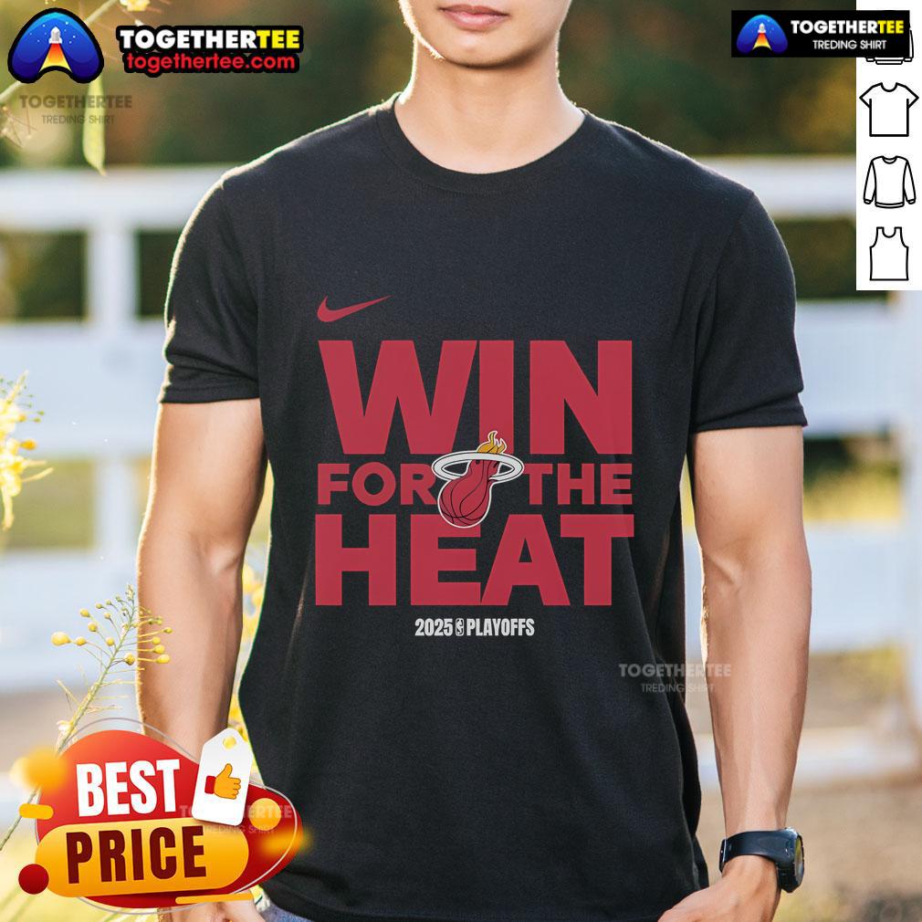 Official Nba Playoffs Win For The Miami Heat Logo 2025 T Shirt Miami Heat Logo 2025 T-Shirt celebrating the official NBA Playoffs win, featuring vibrant team colors and design.