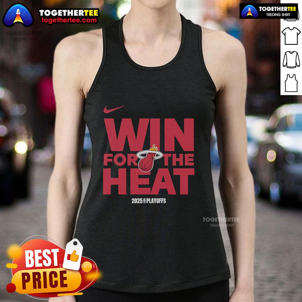 Official Nba Playoffs Win For The Miami Heat Logo 2025 Tank Top Miami Heat 2025 tank top featuring the official NBA Playoffs win logo, perfect for fans celebrating their team's success.