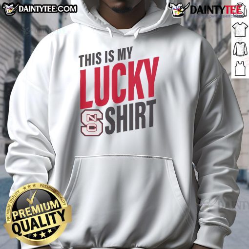Official NC State Wolfpack This Is My Lucky Hoodie in red, showcasing team spirit for fans and students.