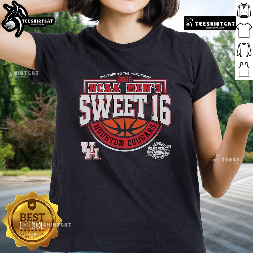 Official NCAA Houston Cougars Men's Sweet 16 The Road To The Final Four 2025 Ladies-Tee Official NCAA Houston Cougars Men's Sweet 16 tee for 2025, perfect for fans celebrating the road to the Final Four.
