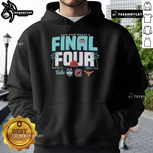 Official NCAA Women's Final Four Tampa Florida 2025 Hoodie featuring team colors and logo, perfect for fans.