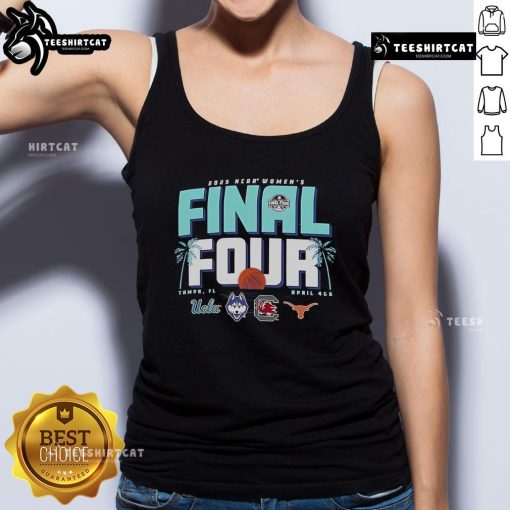 Official NCAA Women's Final Four Tampa Florida 2025 tank top featuring team logos and vibrant colors.