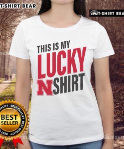 Official Nebraska Cornhuskers 'This Is My Lucky' ladies tee, showcasing team spirit and stylish design for fans.