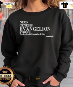 Official Neon Genesis Evangelion Episode 12 Battle of Chatelet Les Halles sweatshirt featuring iconic anime artwork.