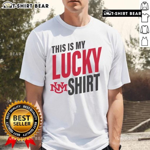 Alt Text: Official New Mexico Lobos This Is My Lucky T-Shirt featuring the Lobos logo and vibrant team colors. Perfect for fans!
