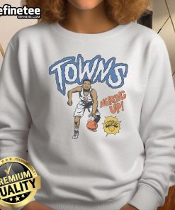 Official New York Knicks comic book sweatshirt featuring Karl Anthony Towns in vibrant team colors and graphics.