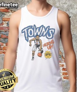 Official New York Knicks comic book tank top featuring Karl Anthony Towns, perfect for fans and casual wear.