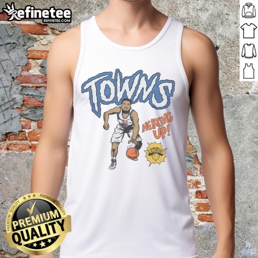 Official New York Knicks comic book tank top featuring Karl Anthony Towns, perfect for fans and casual wear.