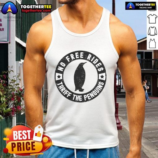 Alt Text: Official No Free Rides Tariff The Penguins Tank Top featuring vibrant graphics and stylish design for fans.