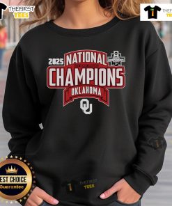 Official Oklahoma Sooners 2025 NCAA Women's Gymnastics National Champions sweatshirt displayed on a neutral background.