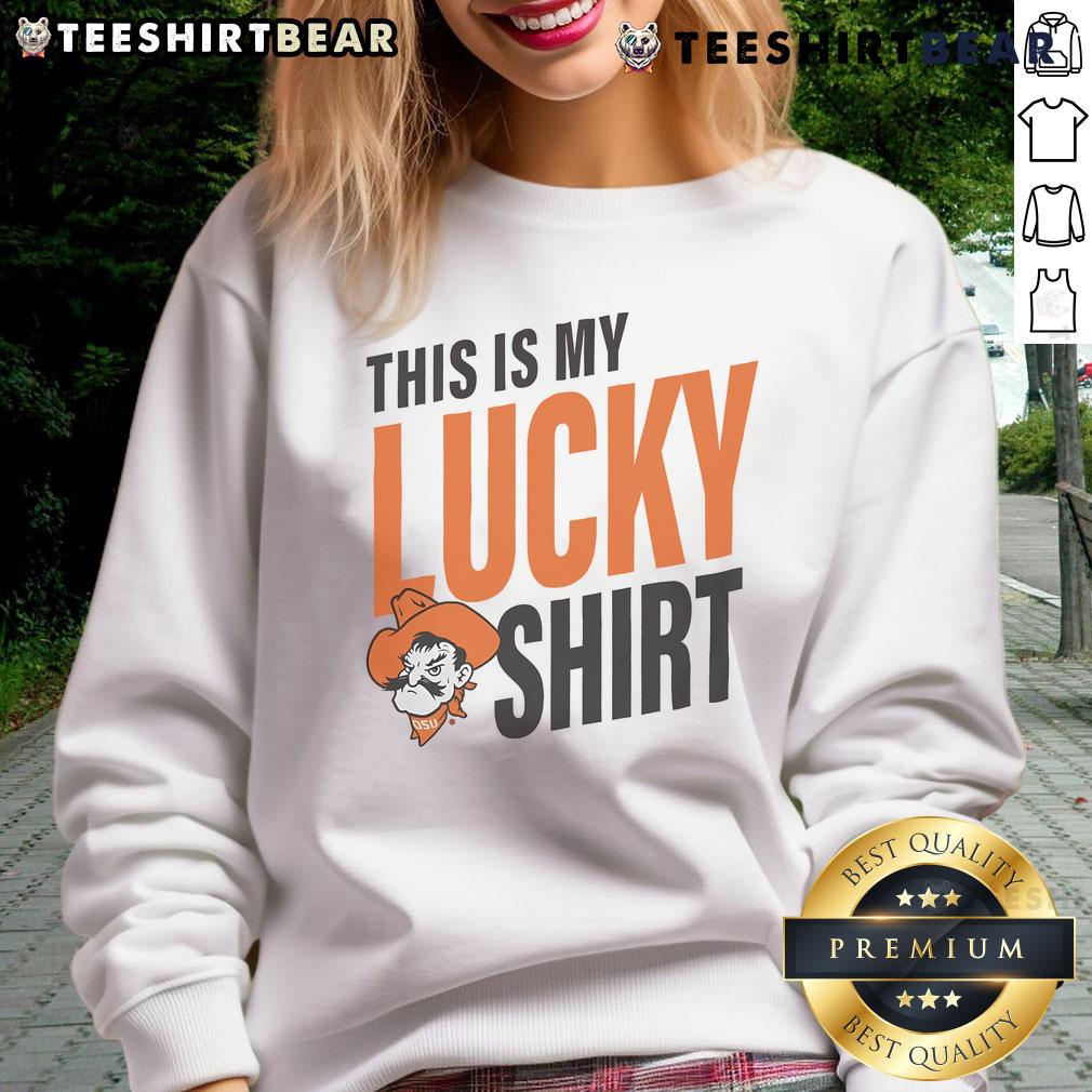 Official Oklahoma State Cowboys This Is My Lucky Sweatshirt Official Oklahoma State Cowboys sweatshirt with 'This Is My Lucky Sweatshirt' design, perfect for fans and game days.