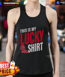 Alt Text: Official Ole Miss Rebels 'This Is My Lucky' tank top in navy, perfect for game day and showing team spirit.