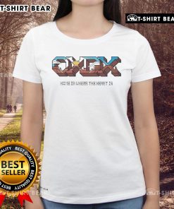 Alt Text: Official Oxdx Home Is Where The Heart Is Sunrise Ladies Tee showcasing a vibrant sunrise on a soft, stylish shirt.