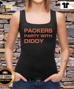 Official Packers party with Diddy tank top featuring vibrant colors and bold team logo for stylish game day attire.