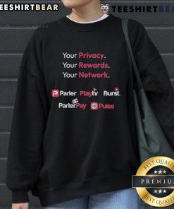 Official Parler CPAC vendor sweatshirt featuring vibrant colors and logo, perfect for fans of conservative merchandise.