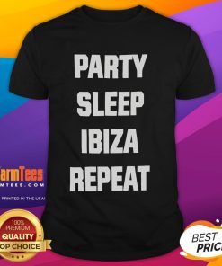 Official Party Sleep Ibiza Repeat T-Shirt in vibrant colors, perfect for summer festivals and beach parties.