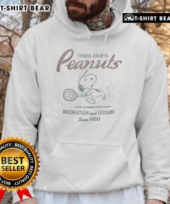 Official Peanuts Tennis Courts hoodie featuring vintage design, perfect for recreation and leisure since 1950.