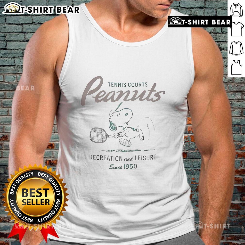 Official Peanuts Tennis Courts Recreation And Leisure Since 1950 Tank Top Official Peanuts Tennis Courts tank top, celebrating recreation and leisure since 1950, perfect for sports enthusiasts.